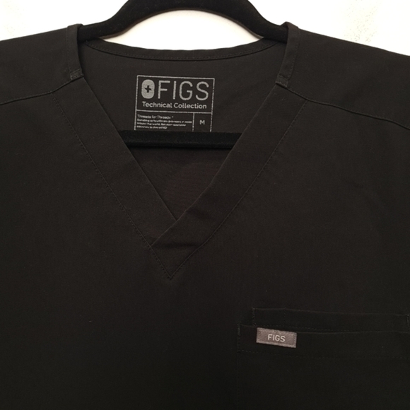 FIGS Technical Collection Three Pocket Scrub Top FM1500 Men's Black Size M - Picture 2 of 16